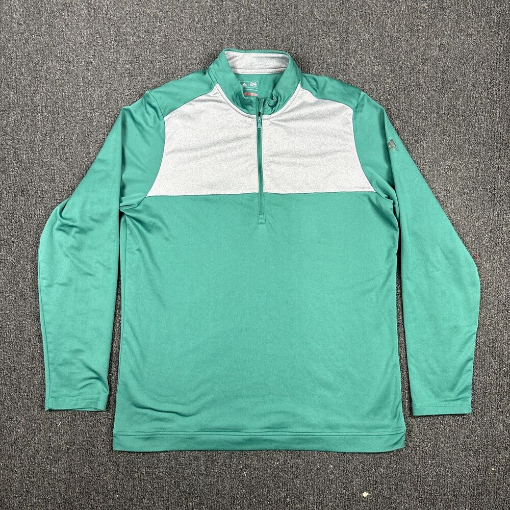 Adidas Golf Climawarm Sweatshirt 1/4 Zip Mid-Weight Green Pullover Size Large